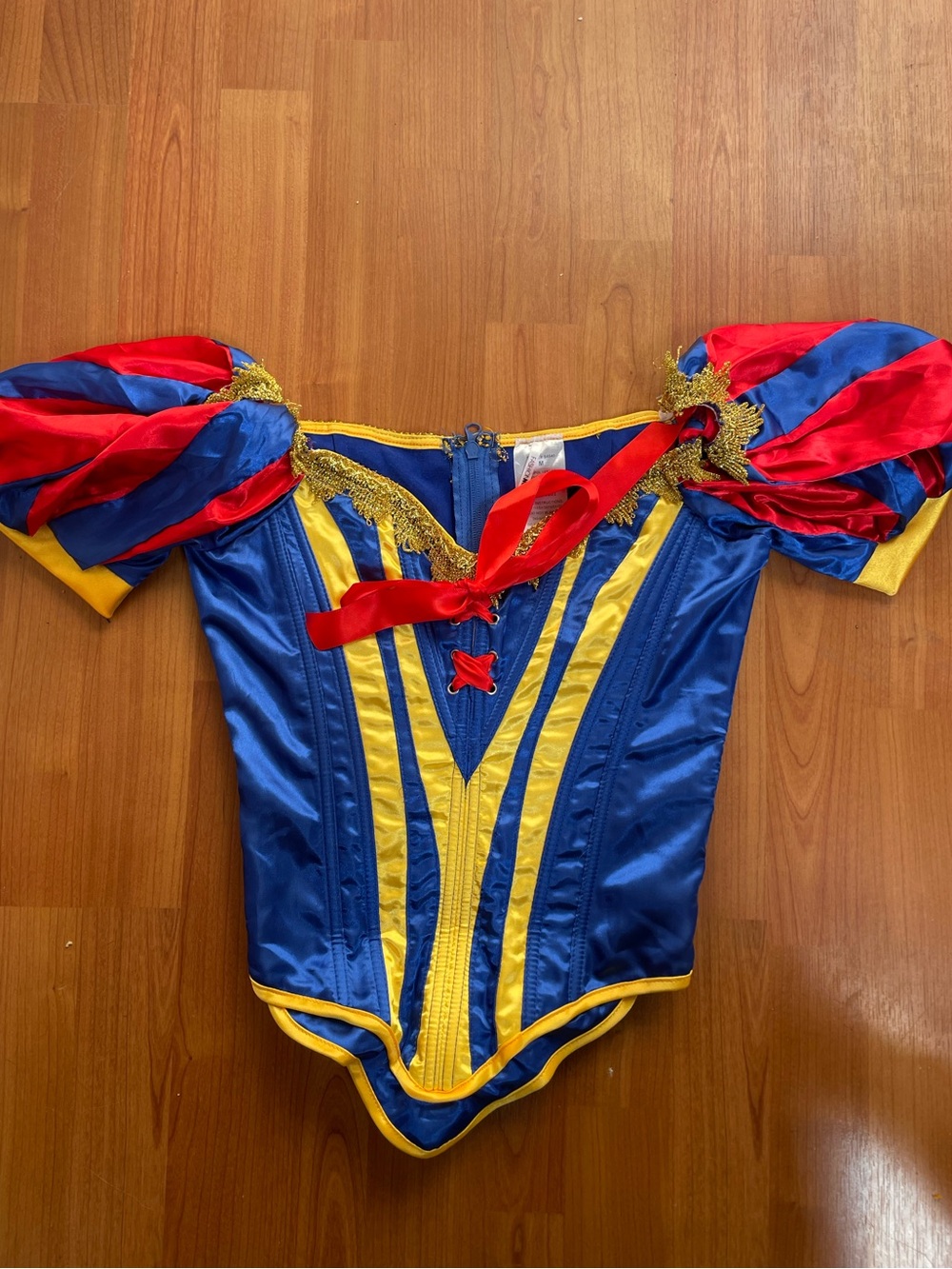 Fashion Nova Blue, Red & Yellow Snow White corset